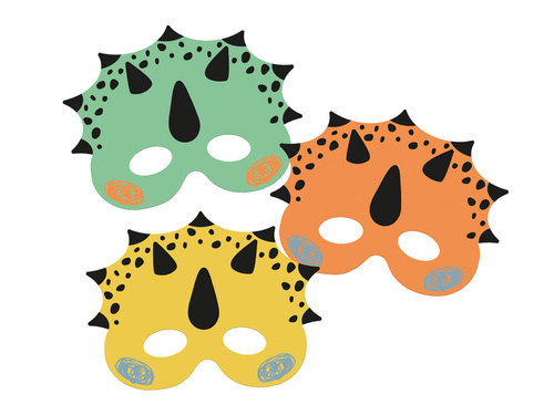 Maski papierowe Dinozaury - 6 szt.