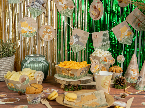 Kubeczki papierowe na urodziny Leśne Zwierzątka - 250 ml - 6 szt.