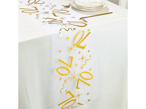 Dekoracja bieżnik na stół z nadrukiem na 70 urodziny - 28 cm x 5 m - 1 szt.
