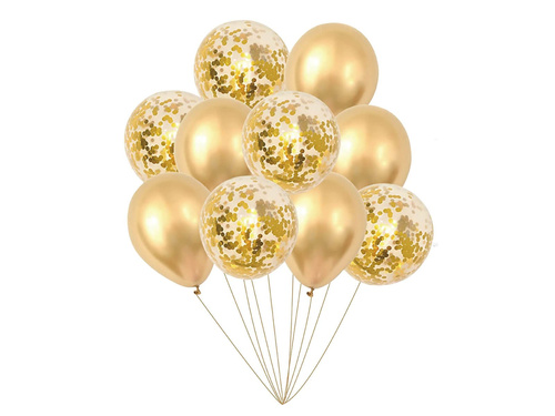 Zestaw balonów złotych - 30 cm - 10 szt.
