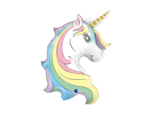 Balon foliowy kształt Jednorożec w kolorach pastelowych - 32" - 1 szt.