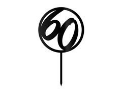 Topper z pleksi czarny na tort 60 urodziny - 1 szt.
