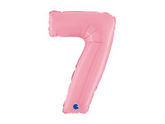 Balon foliowy cyfra 7 pastelowy różowy - 26" - 1 szt.