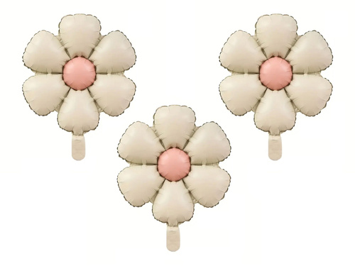 Balony foliowe Kwiaty beżowe - 50 cm - 3 szt.