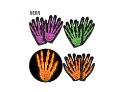 Neonowe trójwymiarowe rękawiczki kościotrupa - 3 kolory, dla dzieci