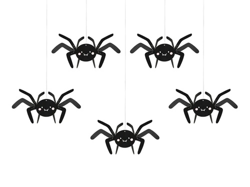 Dekoracja wisząca Pająki na Halloween - 5 szt.