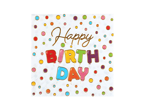 Serwetki urodzinowe Happy Birthday - 33 cm - 20 szt.