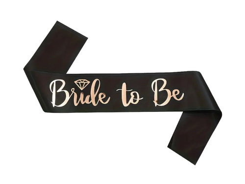 Czarna szarfa z napisem Bride to Be - 1 szt.