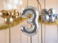 Balon foliowy cyfra 3 srebrna - 72 cm - 1 szt.