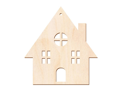 Zawieszka drewniana Domek - 9,5 cm - 1 szt.