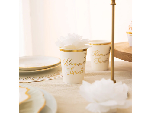 Kubeczki papierowe na Komunię Świętą - 220 ml - 6 szt.