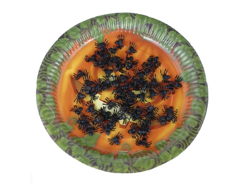 Pająki plastikowe czarne na Halloween - 70 szt.