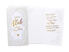 Kartka prezentowa na ślub z kopertą - 11,4 x 21,5 cm - 1 szt.