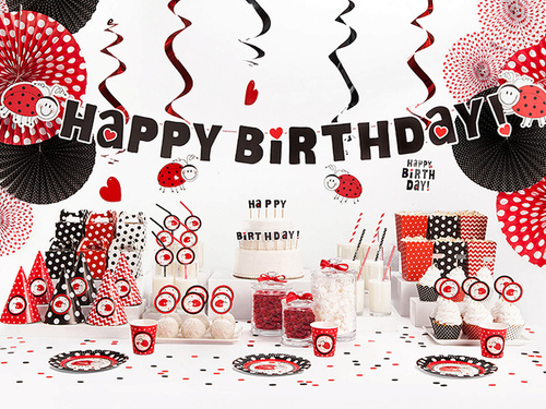 Balony lateksowe białe w czerwone serduszka - 30 cm - 50 szt.