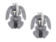 Etui na sztućce z miękkiego filcu - Zajączek Wielkanocny - 2 szt.