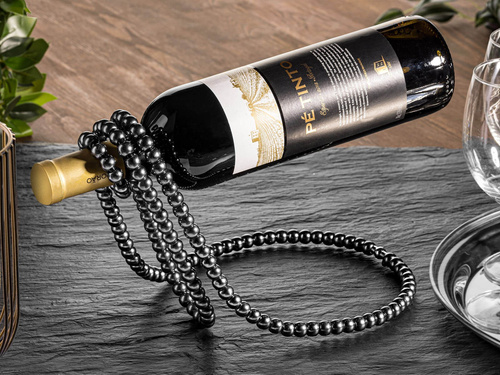 Stojak na wino Sznur pereł - czarny