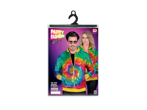 Imprezowa cekinowa kurtka - bomberka - wzór tie-dye