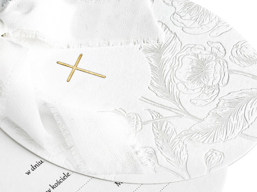 Zaproszenie na komunię z białym ornamentem - 10 szt.