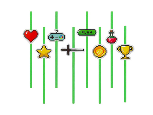 Słomki papierowe Game on - 8 szt.