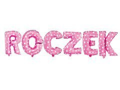 Zestaw balonów foliowych "Roczek" różowy w serduszka - 40 cm