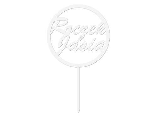 Topper z pleksi biały na tort na roczek - personalizowany - 1 szt.