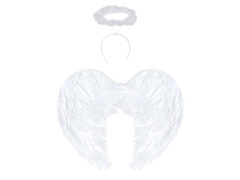Zestaw skrzydła anioła białe + aureolka