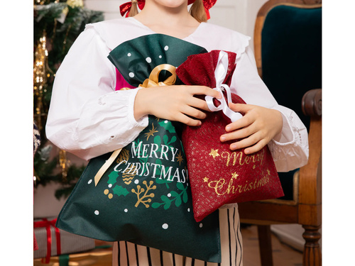 Worek Mikołaja na prezenty zielony - 30 x 45 cm - 1 szt.