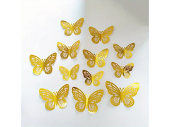 Dekoracja lustrzana Motyle złote 2D - 12 szt.