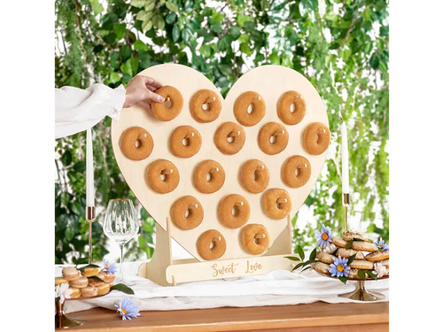 Dekoracja drewniana Ściana na donuty Serce - 65 x 59 cm