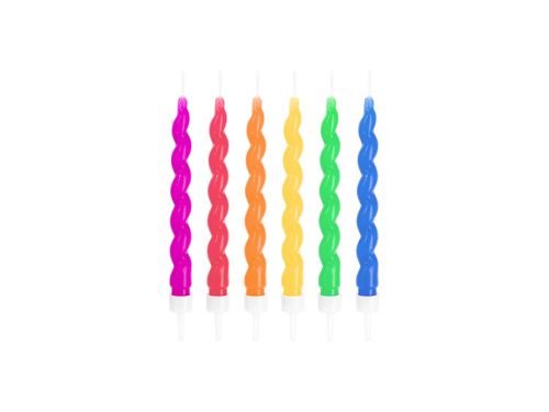 Świeczki urodzinowe świderki kolorowe - 8,5 cm - 6 szt.