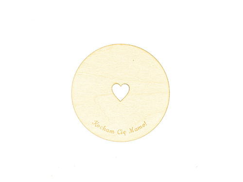 Podstawka drewniana pod kubek - Kocham Cię Mamo! - 10 cm - 1 szt.