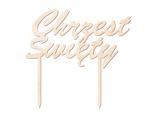 Topper drewniany na tort Chrzest Święty - 1 szt.