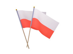 Polska flaga narodowa na patyku - 14 x 21 cm  - 2 szt.