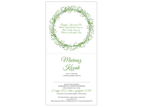 Zaproszenia personalizowane na I Komunię Świętą - 6 szt.