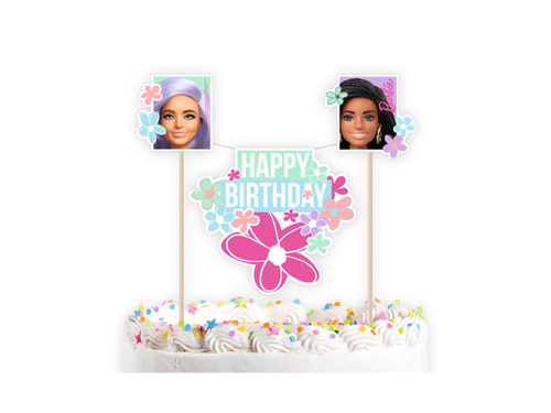 Topper na tort Happy Birthday Barbie - 1 szt.