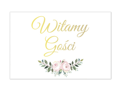 Plakat Weselny z kwiatkami - 90x60 cm