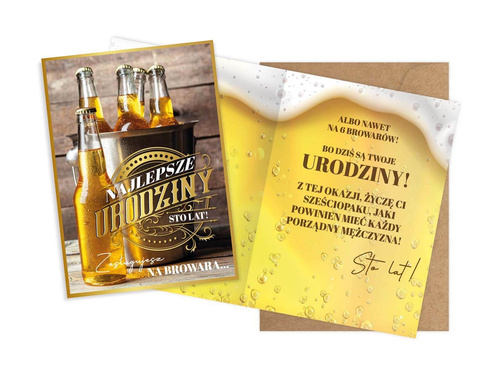 Kartka urodzinowa z kopertą na urodziny Piwo