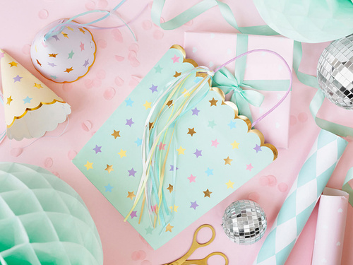 Prezentowa torebka Gwiazdki miętowa - 23 x 22 x 8 cm - 1 szt.