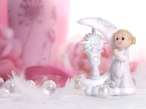 Figurka gipsowa komunijna dziewczynka, 9 cm, 1 szt.