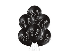 Balony lateksowe Szkielety Halloween - 30 cm - 6 szt.