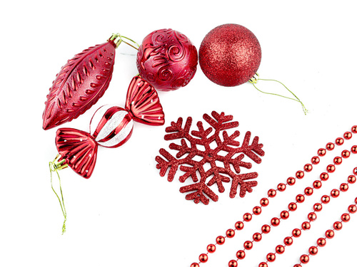 Dekoracje choinkowe czerwone - 25 szt.