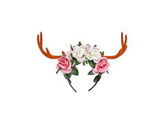 Opaska na głowę poroże z kwiatami