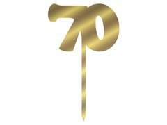 Topper z lustrzanej pleksi złoty na tort 70 - 12 cm