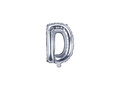 Balon foliowy litera "D" srebrna - 35 cm