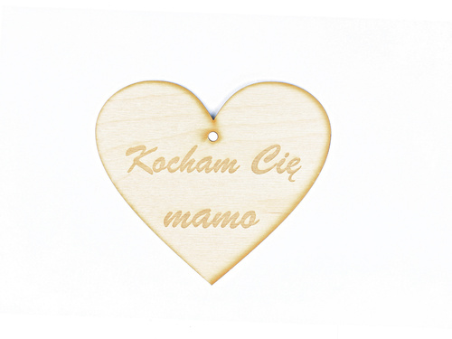 Zawieszka drewniana serce na dzień matki - 10 cm - 1 szt.