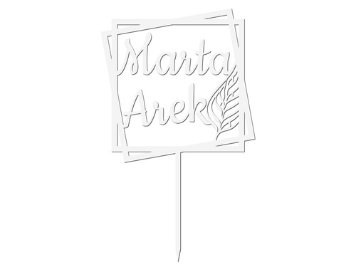 Topper z pleksi biały na tort personalizowany na wesele - 17 cm