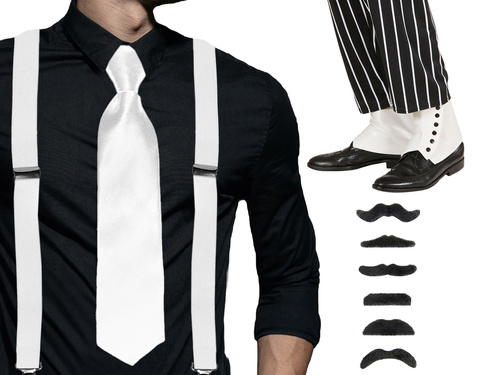 Zestaw gangstera biały - 1 komplet.