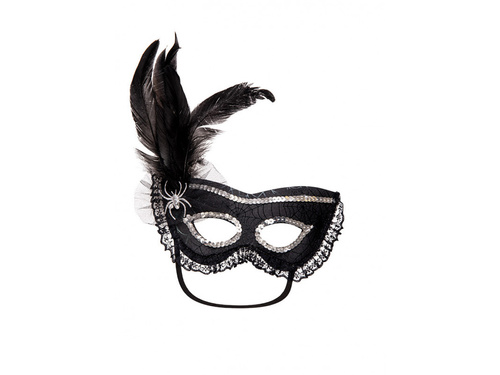 Maska karnawałowa czarna z pająkiem
