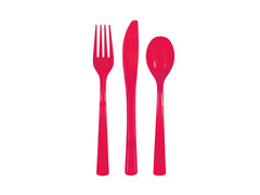 Sztućce plastikowe czerwone - 18 szt.