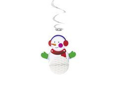 Dekoracja wisząca świderek Bałwanek - 19 cm - 1 szt.